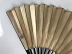 Japanese Paper Folding Fan Sensu Vtg Lacquered Bamboo Gold Silver Formal 4D960