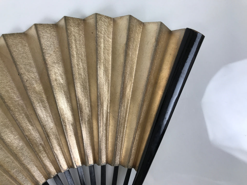 Japanese Paper Folding Fan Sensu Vtg Lacquered Bamboo Gold Silver Formal 4D960