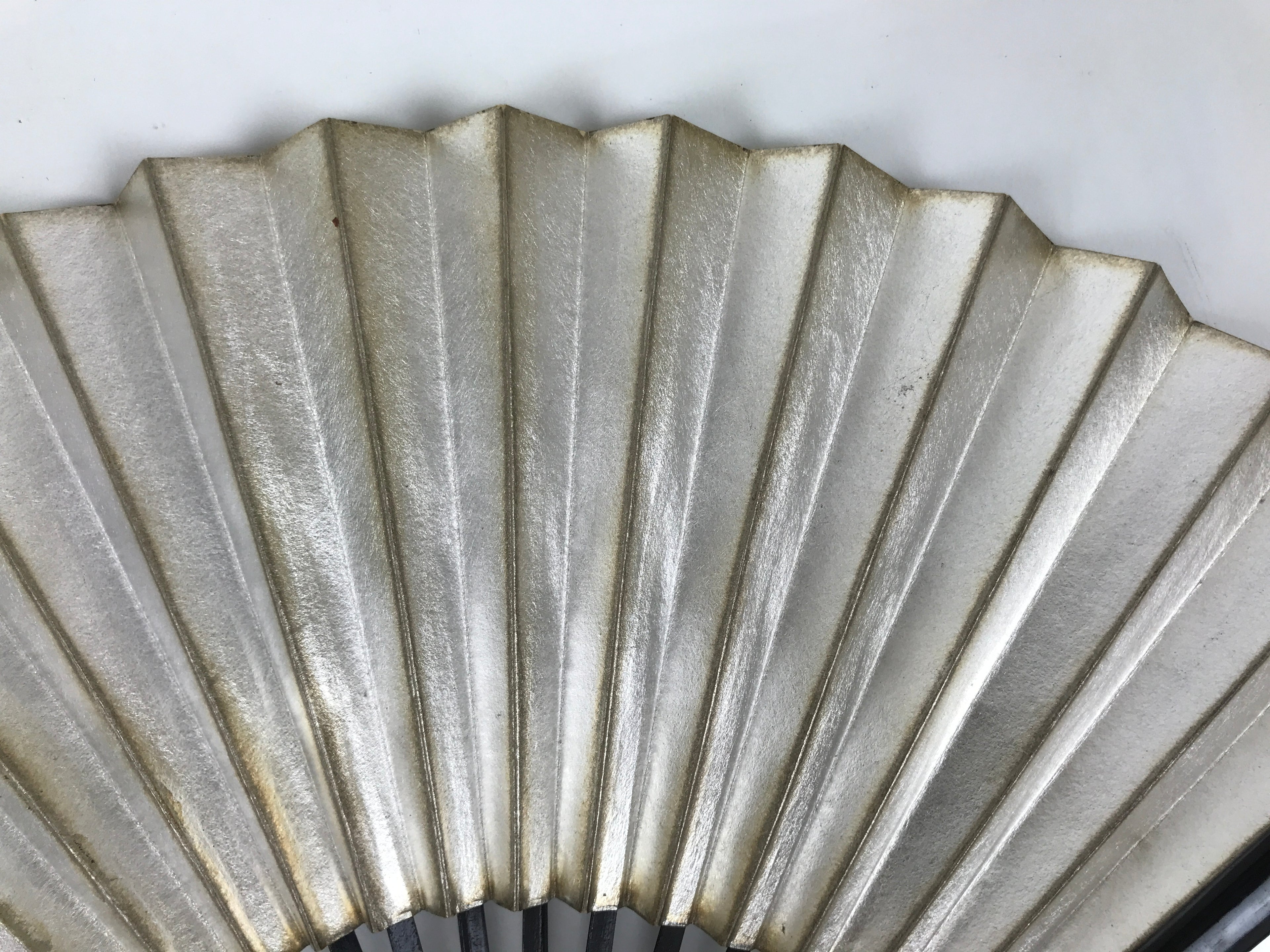 Japanese Paper Folding Fan Sensu Vtg Lacquered Bamboo Gold Silver Formal 4D960