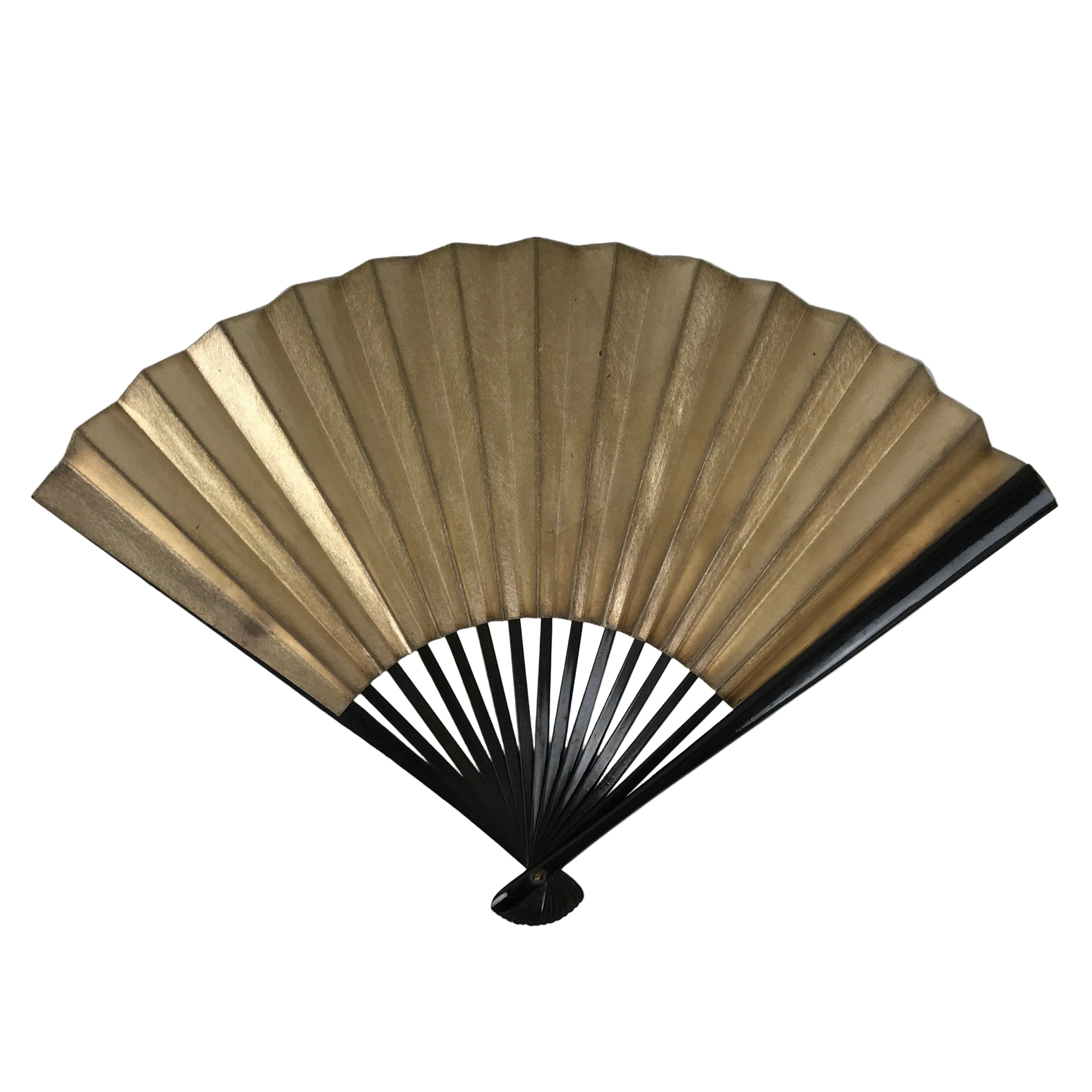 Japanese Paper Folding Fan Sensu Vtg Lacquered Bamboo Gold Silver Form ...
