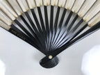 Japanese Paper Folding Fan Sensu Vtg Lacquered Bamboo Gold Silver Formal 4D961