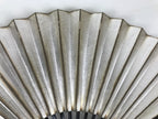 Japanese Paper Folding Fan Sensu Vtg Lacquered Bamboo Gold Silver Formal 4D961