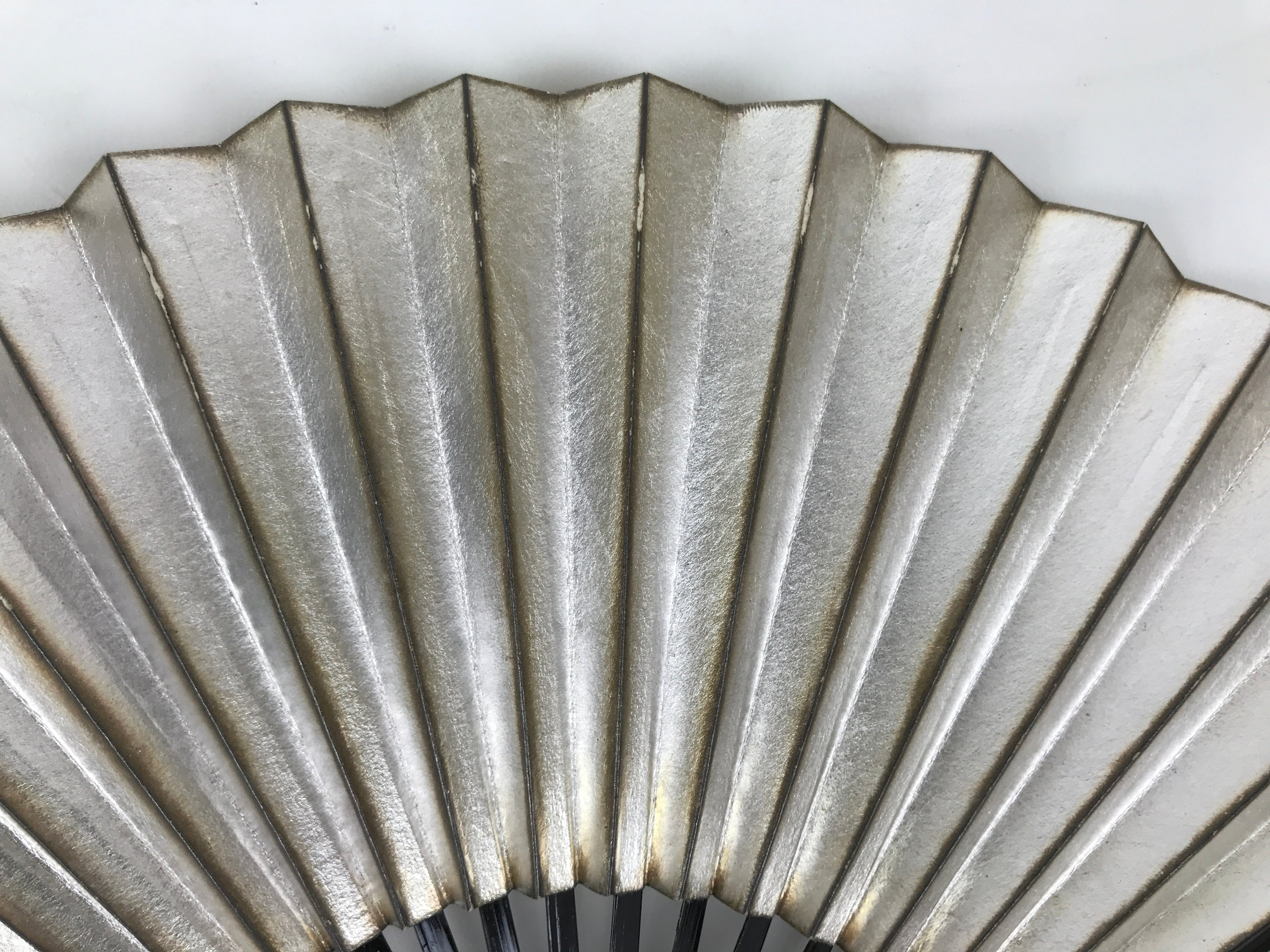 Japanese Paper Folding Fan Sensu Vtg Lacquered Bamboo Gold Silver Formal 4D961