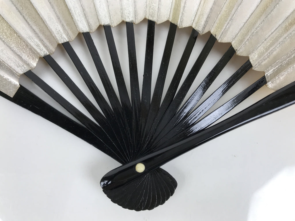 Japanese Paper Folding Fan Sensu Vtg Lacquered Bamboo Gold Silver Formal 5D6