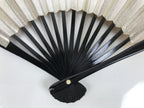 Japanese Paper Folding Fan Sensu Vtg Lacquered Bamboo Gold Silver Formal 5D6
