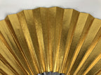 Japanese Paper Folding Fan Sensu Vtg Lacquered Bamboo Gold Silver Formal 5D6