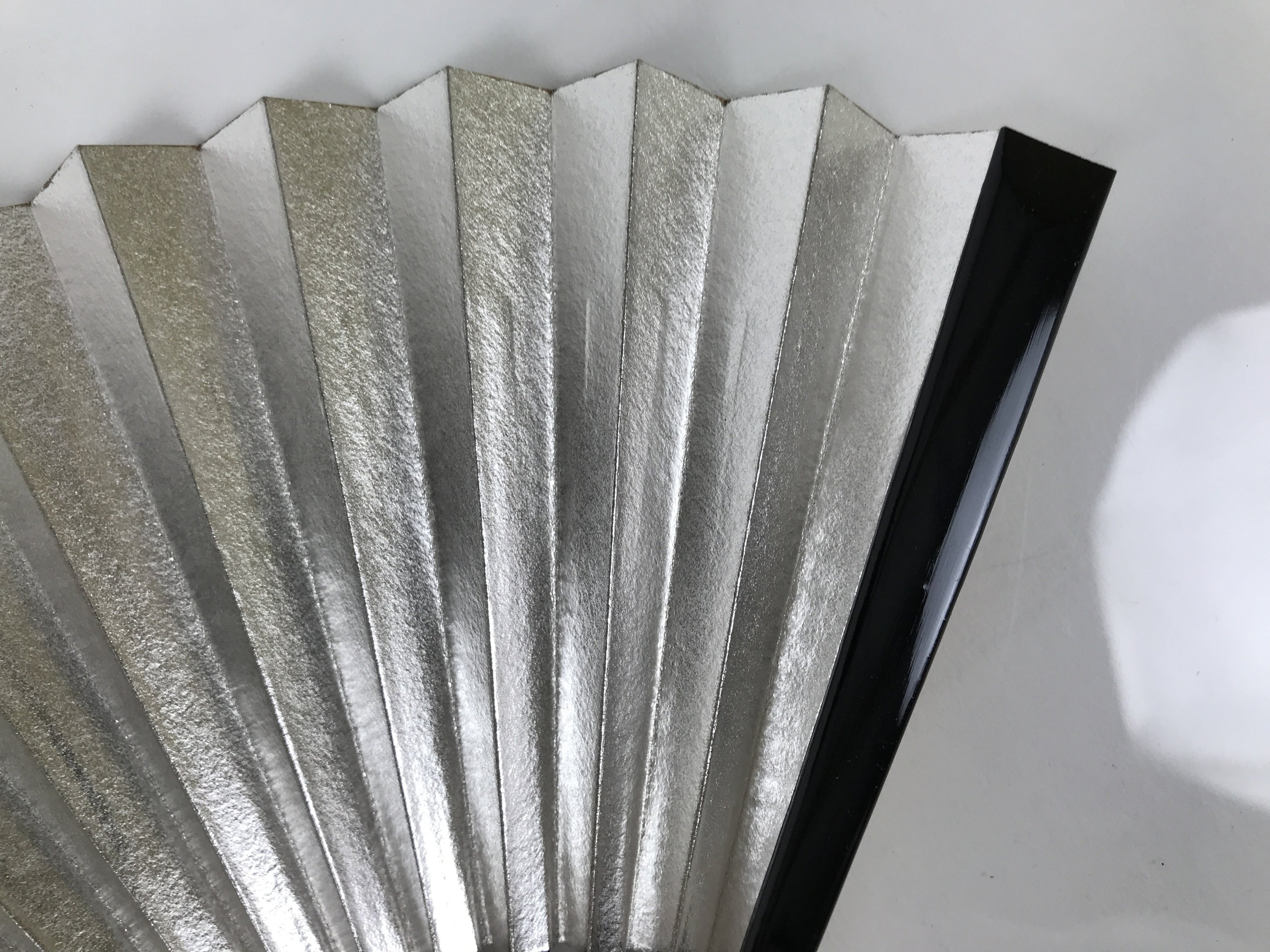 Japanese Paper Folding Fan Sensu Vtg Lacquered Bamboo Gold Silver Formal 5D7