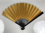 Japanese Paper Folding Fan Sensu Vtg Lacquered Bamboo Gold Silver Formal 5D7