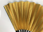 Japanese Paper Folding Fan Sensu Vtg Lacquered Bamboo Gold Silver Formal 5D7