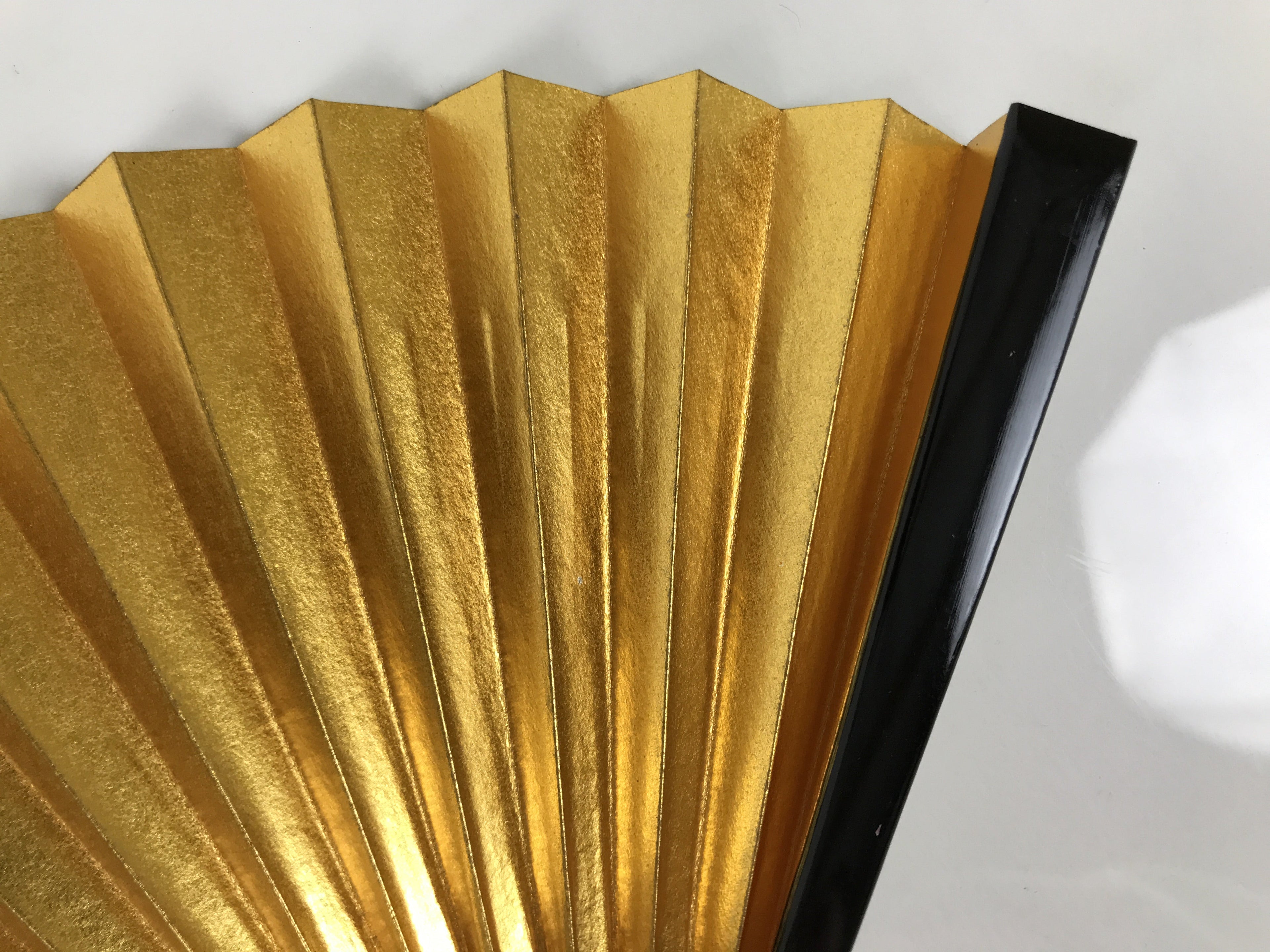 Japanese Paper Folding Fan Sensu Vtg Lacquered Bamboo Gold Silver Formal 5D7