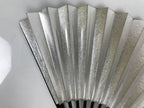 Japanese Paper Folding Fan Sensu Vtg Lacquered Bamboo Gold Silver Formal 5D7