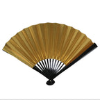 Japanese Paper Folding Fan Sensu Vtg Lacquered Bamboo Gold Silver Formal 5D7