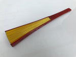 Japanese Paper Folding Fan Sensu Vtg Red Bamboo Frame Silver Gold Blank 4D944