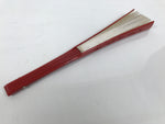 Japanese Paper Folding Fan Sensu Vtg Red Bamboo Frame Silver Gold Blank 4D944