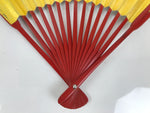 Japanese Paper Folding Fan Sensu Vtg Red Bamboo Frame Silver Gold Blank 4D944