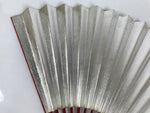 Japanese Paper Folding Fan Sensu Vtg Red Bamboo Frame Silver Gold Blank 4D944
