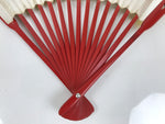 Japanese Paper Folding Fan Sensu Vtg Red Bamboo Frame Silver Gold Blank 4D944