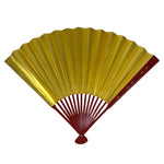 Japanese Paper Folding Fan Sensu Vtg Red Bamboo Frame Silver Gold Blank 4D944