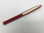 Japanese Paper Folding Fan Sensu Vtg Red Bamboo Frame Simple White Blank 4D945