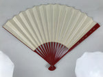 Japanese Paper Folding Fan Sensu Vtg Red Bamboo Frame Simple White Blank 4D945