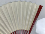 Japanese Paper Folding Fan Sensu Vtg Red Bamboo Frame Simple White Blank 4D945