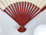 Japanese Paper Folding Fan Sensu Vtg Red Bamboo Frame Simple White Blank 4D945