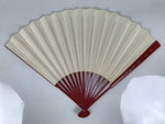 Japanese Paper Folding Fan Sensu Vtg Red Bamboo Frame Simple White Blank 4D945