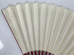 Japanese Paper Folding Fan Sensu Vtg Red Bamboo Frame Simple White Blank 4D945