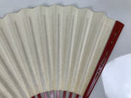Japanese Paper Folding Fan Sensu Vtg Red Bamboo Frame Simple White Blank 4D945