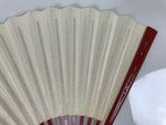 Japanese Paper Folding Fan Sensu Vtg Red Bamboo Frame Simple White Blank 4D945