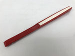 Japanese Paper Folding Fan Sensu Vtg Red Bamboo Frame Simple White Blank 4D946