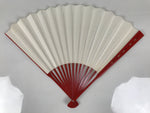 Japanese Paper Folding Fan Sensu Vtg Red Bamboo Frame Simple White Blank 4D946