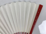 Japanese Paper Folding Fan Sensu Vtg Red Bamboo Frame Simple White Blank 4D946