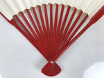 Japanese Paper Folding Fan Sensu Vtg Red Bamboo Frame Simple White Blank 4D946