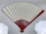 Japanese Paper Folding Fan Sensu Vtg Red Bamboo Frame Simple White Blank 4D946