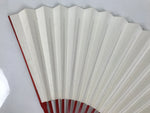 Japanese Paper Folding Fan Sensu Vtg Red Bamboo Frame Simple White Blank 4D946