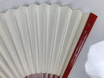 Japanese Paper Folding Fan Sensu Vtg Red Bamboo Frame Simple White Blank 4D946