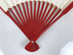 Japanese Paper Folding Fan Sensu Vtg Red Bamboo Frame Simple White Blank 4D946