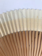 Japanese Paper Folding Fan Sensu Vtg Wavy Bamboo Frame Silver Foil White 4D901