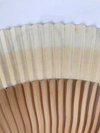 Japanese Paper Folding Fan Sensu Vtg Wavy Bamboo Frame Silver Foil White 4D901
