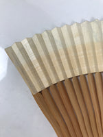 Japanese Paper Folding Fan Sensu Vtg Wavy Bamboo Frame Silver Foil White 4D901