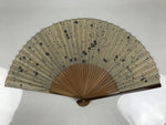 Japanese Paper Folding Fan Vtg Sensu Bamboo Frame Blue Stripes Geometric 5D12