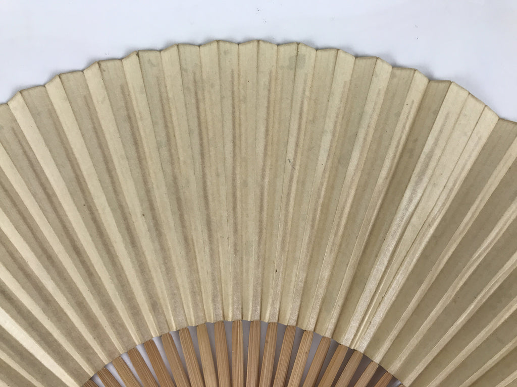 Japanese Paper Folding Fan Vtg Sensu Bamboo Frame Blue Stripes Geometric 5D12