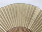 Japanese Paper Folding Fan Vtg Sensu Bamboo Frame Blue Stripes Geometric 5D12