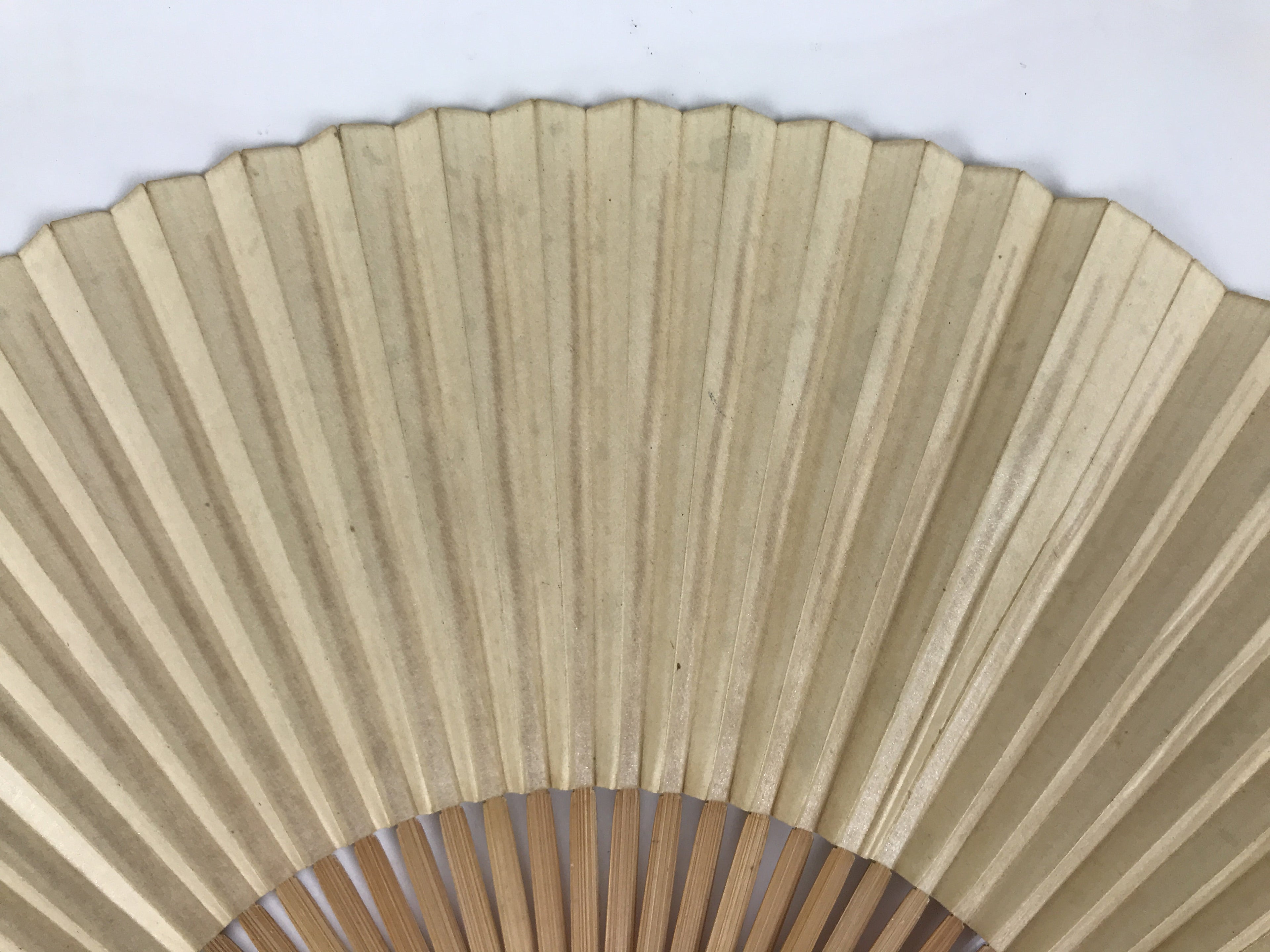 Japanese Paper Folding Fan Vtg Sensu Bamboo Frame Blue Stripes Geometric 5D12