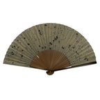 Japanese Paper Folding Fan Vtg Sensu Bamboo Frame Blue Stripes Geometric 5D12