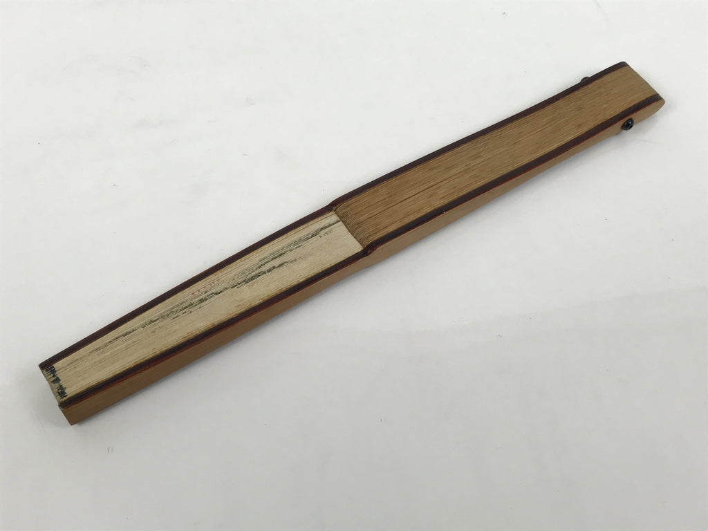 Japanese Paper Folding Fan Vtg Sensu Bamboo Frame Cricket Insect Leaf White 5D10
