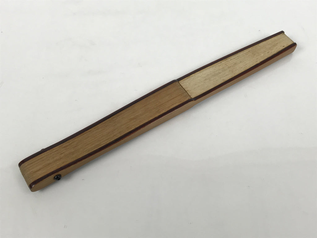 Japanese Paper Folding Fan Vtg Sensu Bamboo Frame Cricket Insect Leaf White 5D10