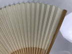 Japanese Paper Folding Fan Vtg Sensu Bamboo Frame Green Take Leaves White 5D13