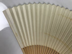 Japanese Paper Folding Fan Vtg Sensu Bamboo Frame Green Take Leaves White 5D13